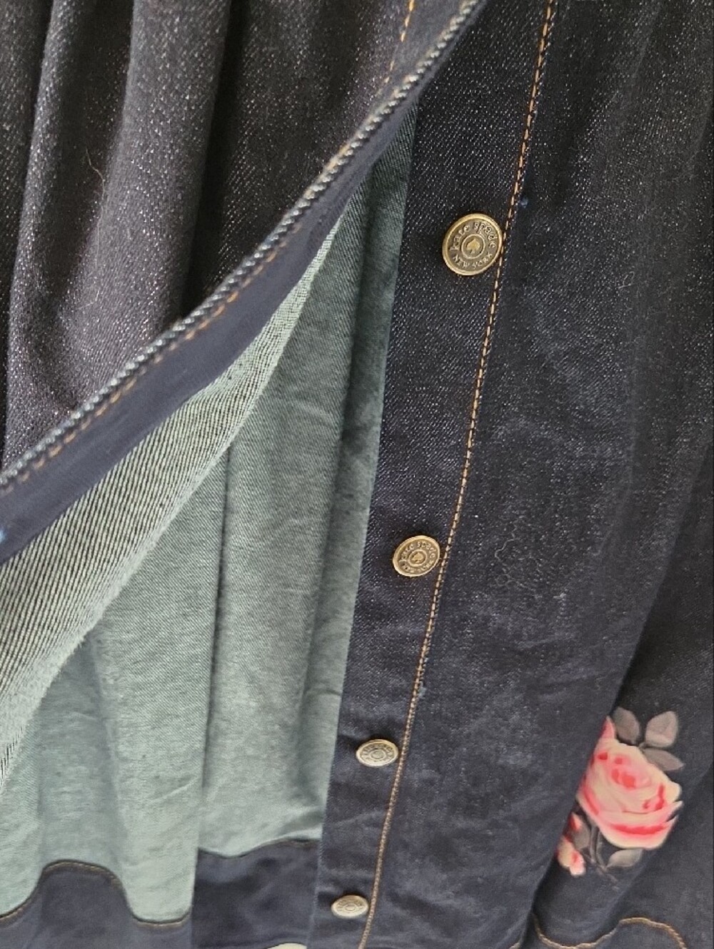 Kate Spade Dark Denim Floral Button-Front Dress - Picture 4 of 5